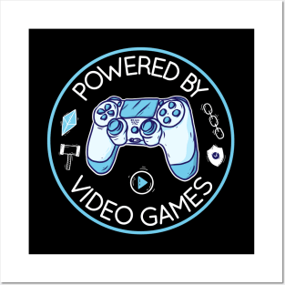 Powered By Video Games Game Controller Design Posters and Art